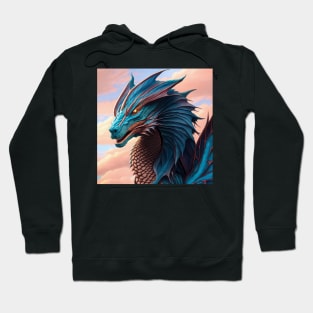 Intricate Copper and Blue Scaled Dragon Hoodie